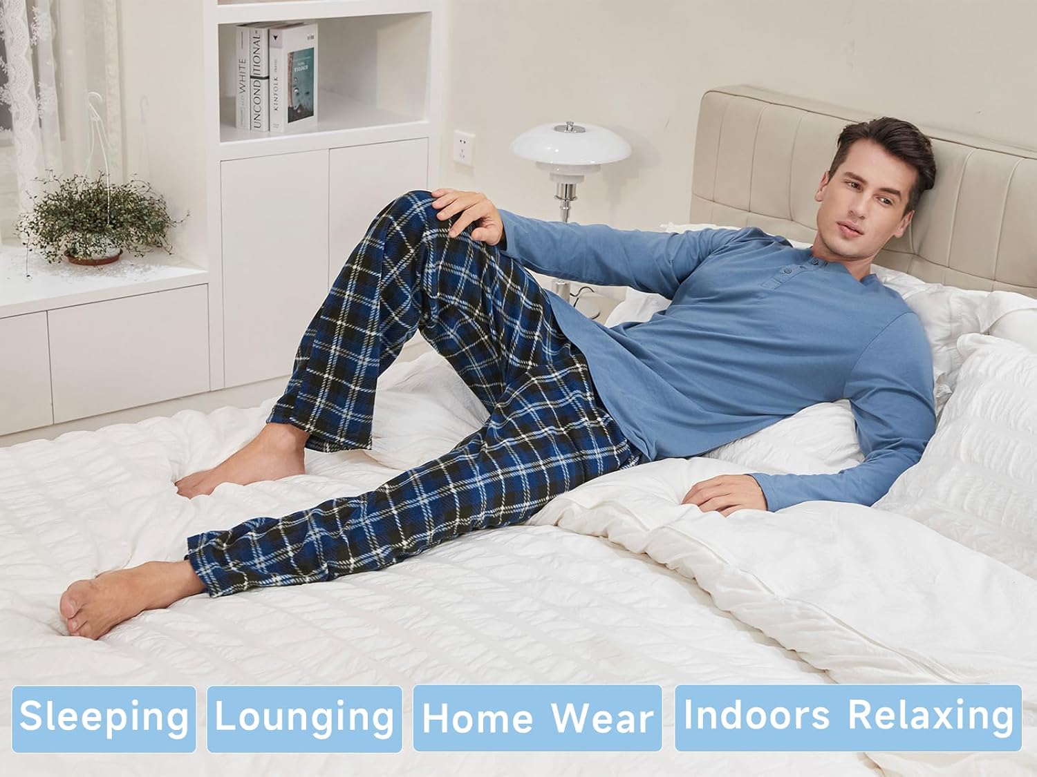 DG Hill Pajama Pants Men - Flannel Pajama Pants Fleece PJS Sets Cotton Top - Mens Pajama Set PJ Sleep Pant Loungewear Sets - Image 6