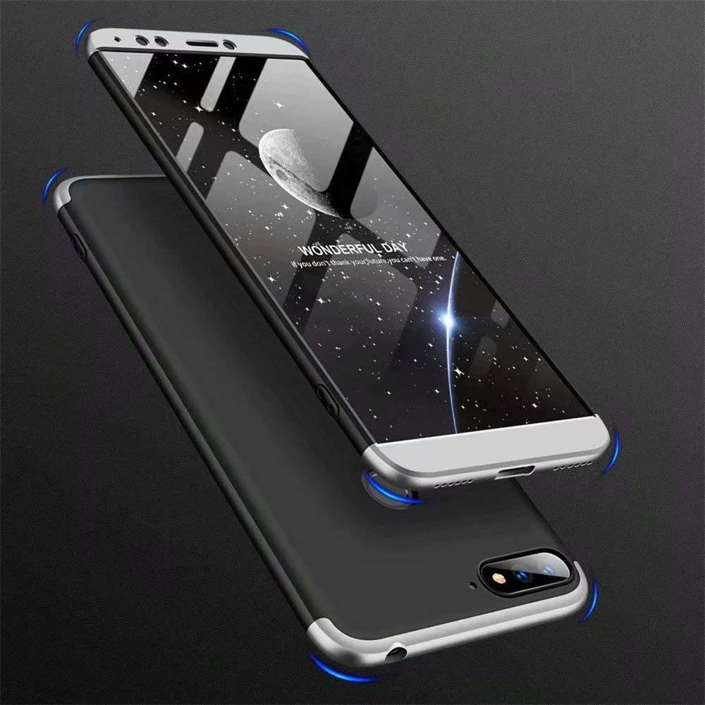 Coque 360° Complète Huawei Honor 9 Lite + Film Verre Trempé - Protection Choc Et Rayures, Argent Noir - 12