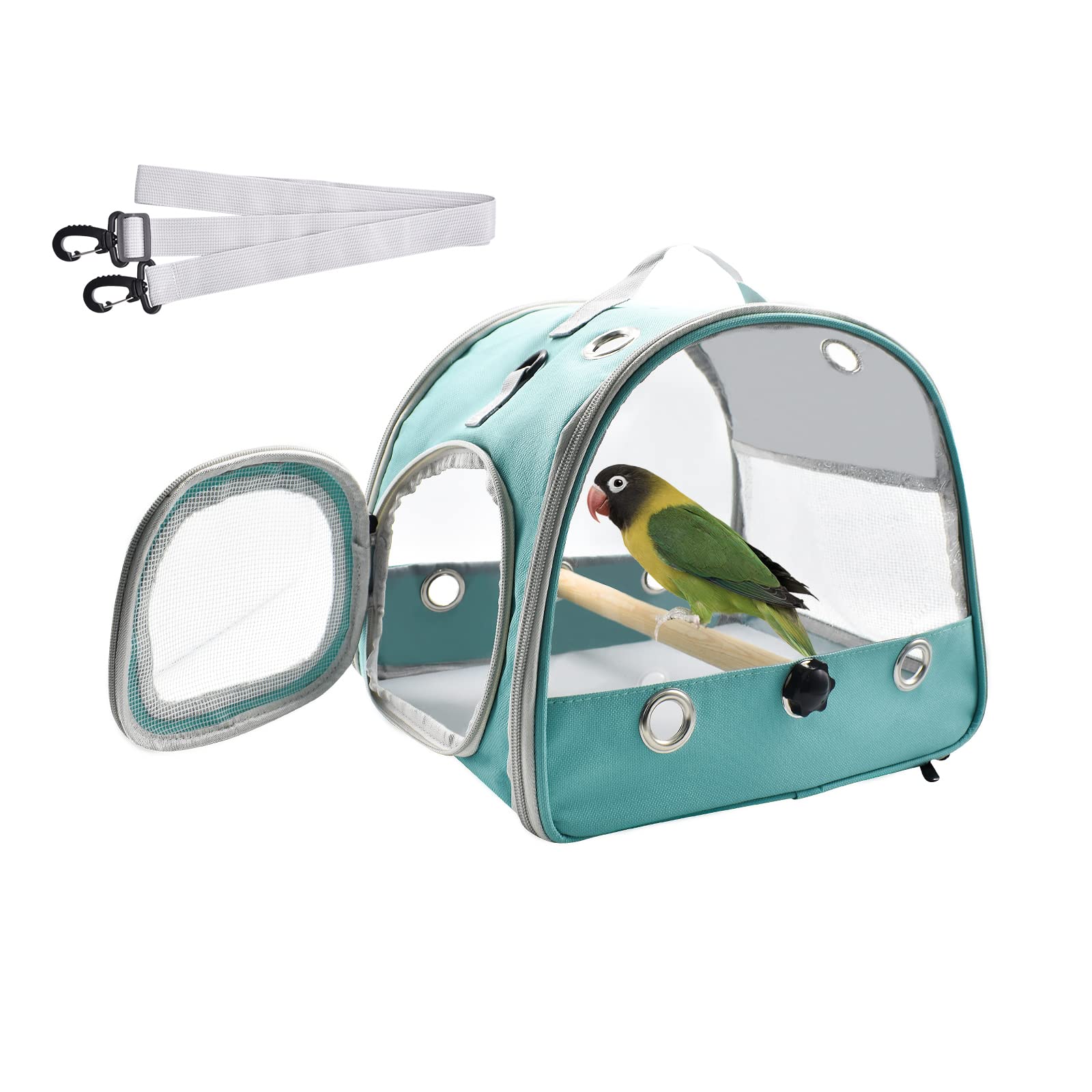 Wildox Bird Travel Carrier with Standing Perch ,Lightweight Breathable Parrot Cage, Small Pet Carrier Bag with Shoulder Strap,Bird Rat Guinea Pig Squirrel Carrier