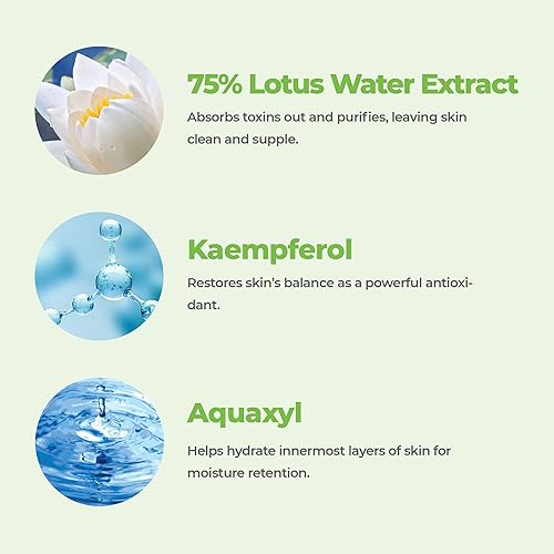 Vista 13 de ROVECTIN Crema de agua calmante Lotus - Crema facial ligera hidratante para pieles grasas y mixtas 75% extracto de agua de loto para purificar