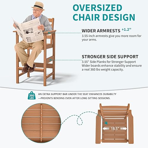 Miniatura 6 de nevilywood Adirondack - Juego de 5 sillas altas de bar, juego de 4 sillas de bar Adirondack con mesa, muebles de patio de polietileno de alta