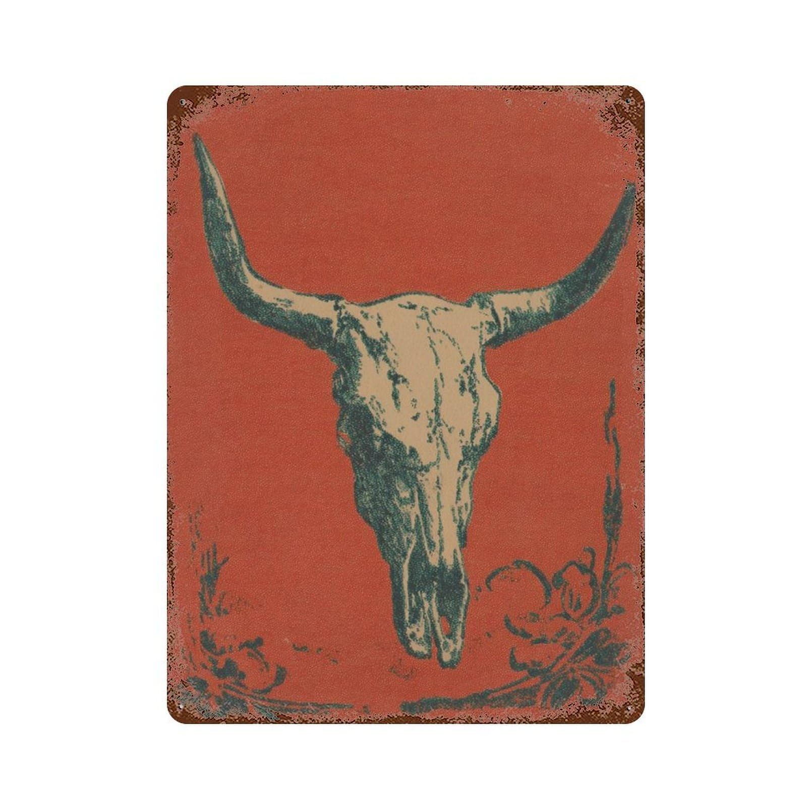 xiaoxiaoshen Longhorn Skull Western Wall Decor Art Metal Tin Poster Modern Home Decor Art Home Bar Shop Decorations Vintage Sign 40x30cm