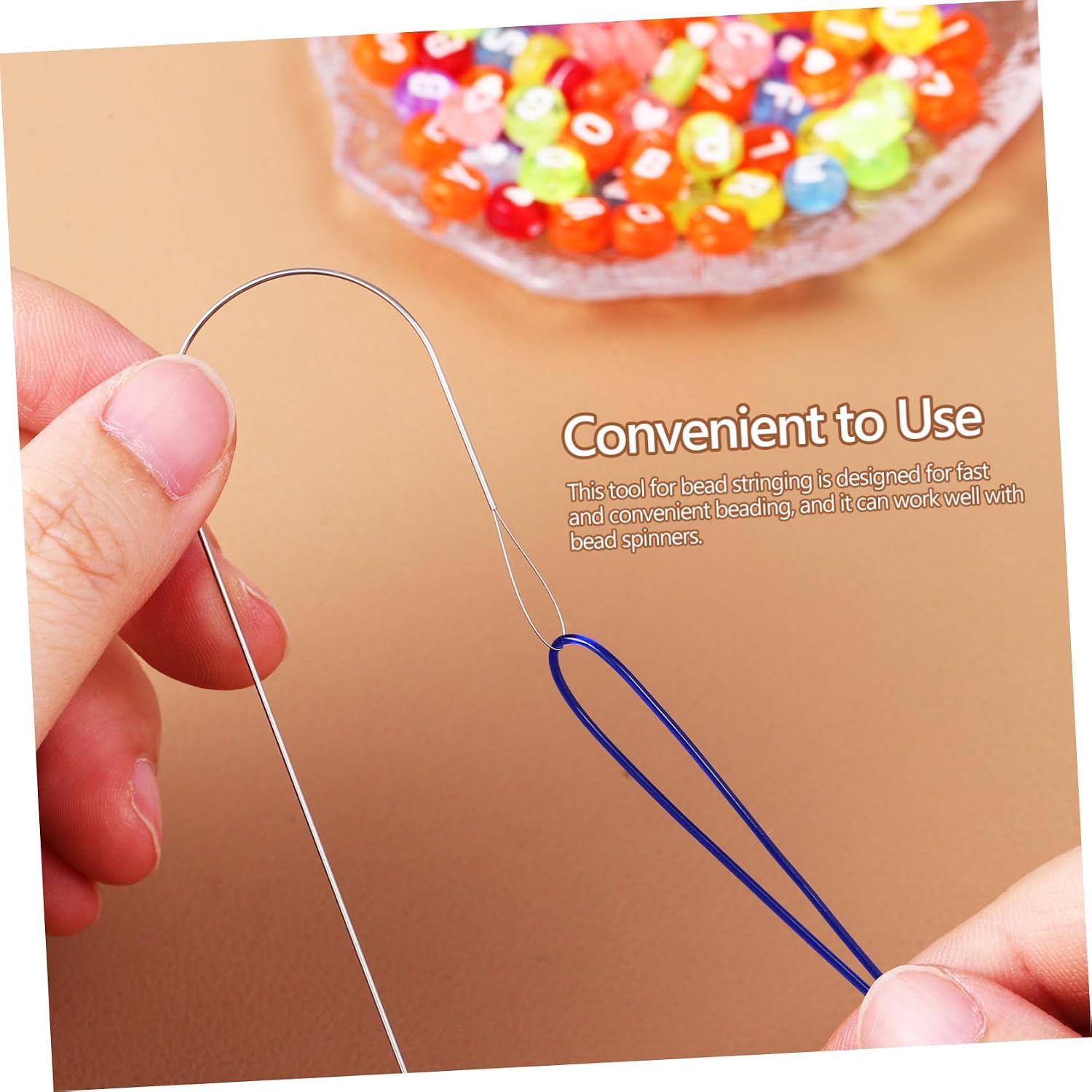 Gadpiparty 6pcs Curved Beading Needles Metal Threader for Bead Stringing with Spinner Compatible Tools Jewelry Craft Accessories