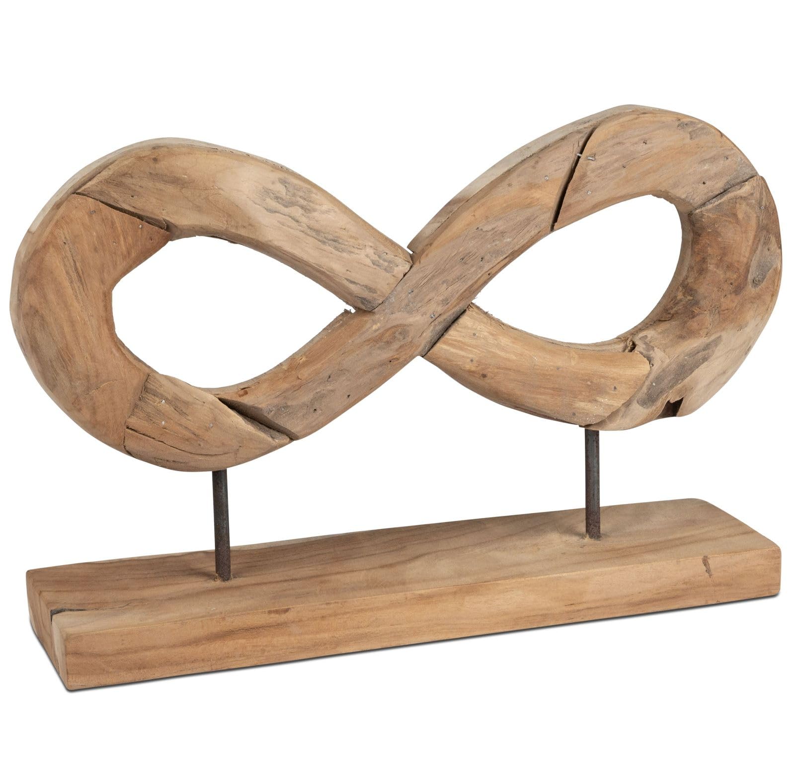 formano Unendlichkeit Deko Objekt Teakholz Massives Holz-Design auf Sockel 50 cm Zeitlose Skulptur für Wohnzimmer, Regal & Sideboard, natürlich & modern