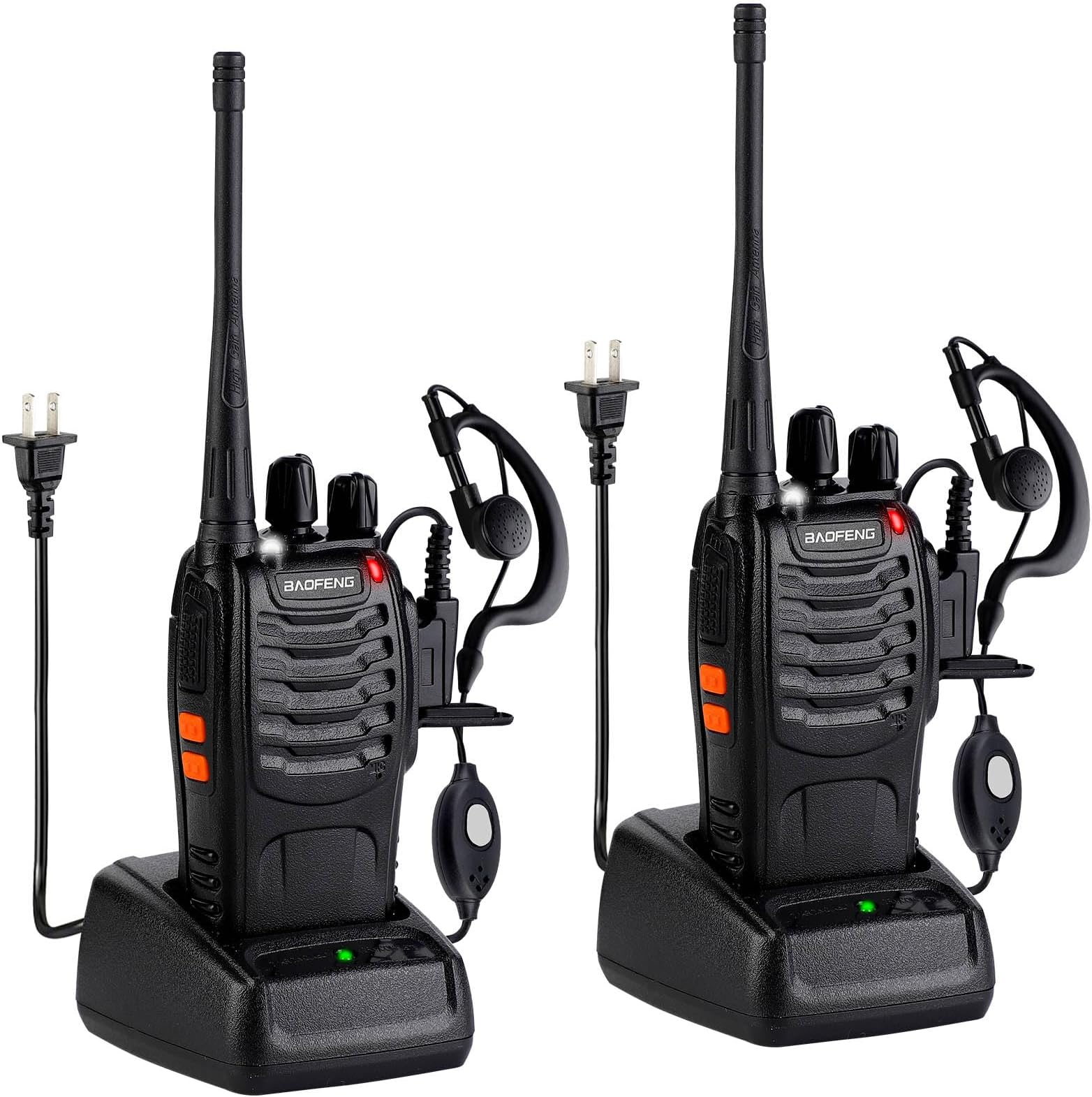 BAOFENG Walkie Talkies 888S Rechargeable Long Range with Earpieces for Adults, 16 Channel Professional Radio Handheld Two Way Radios Li-ion Battery and Charger Included