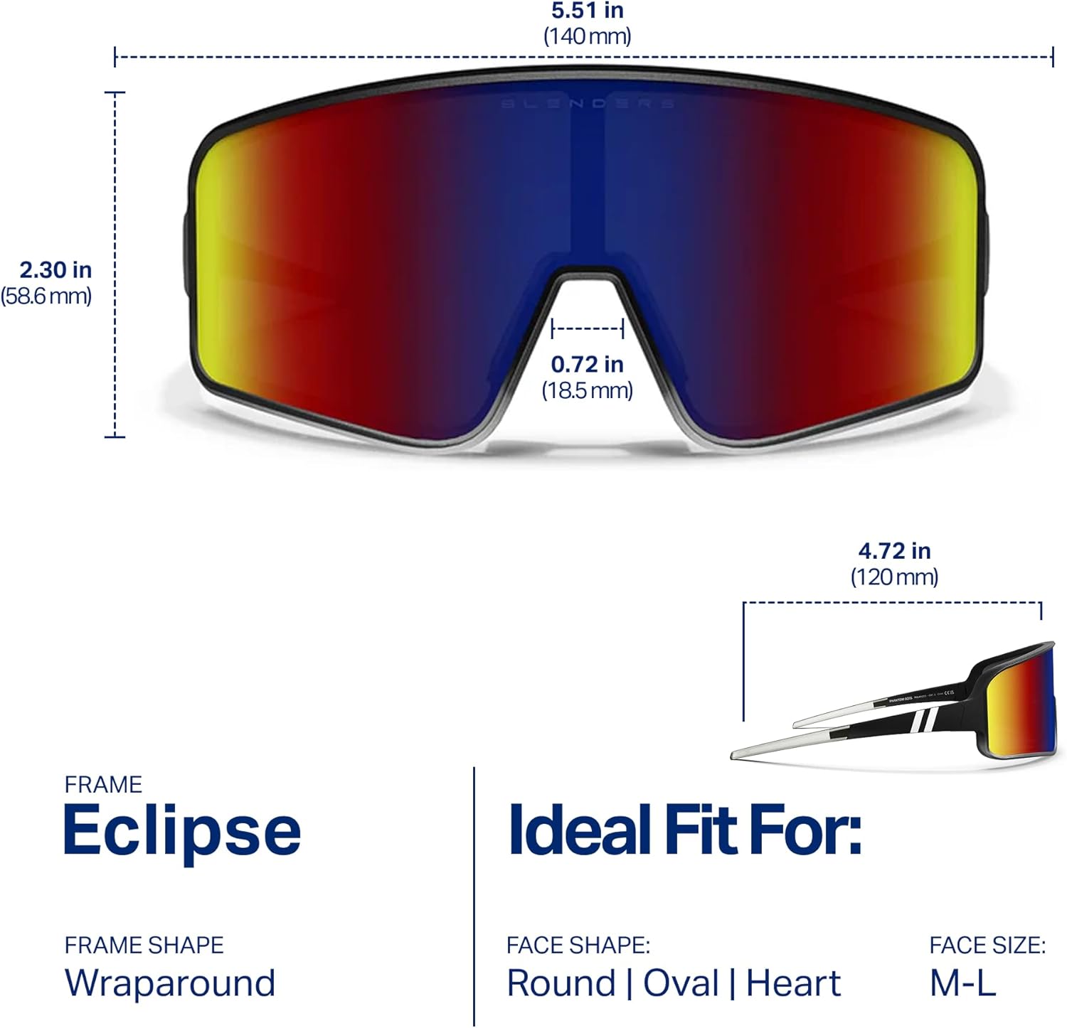 Blenders Eyewear Eclipse – Polarized Sunglasses – Wrap-Around Lens – 100% UV Protection – For Men & Women