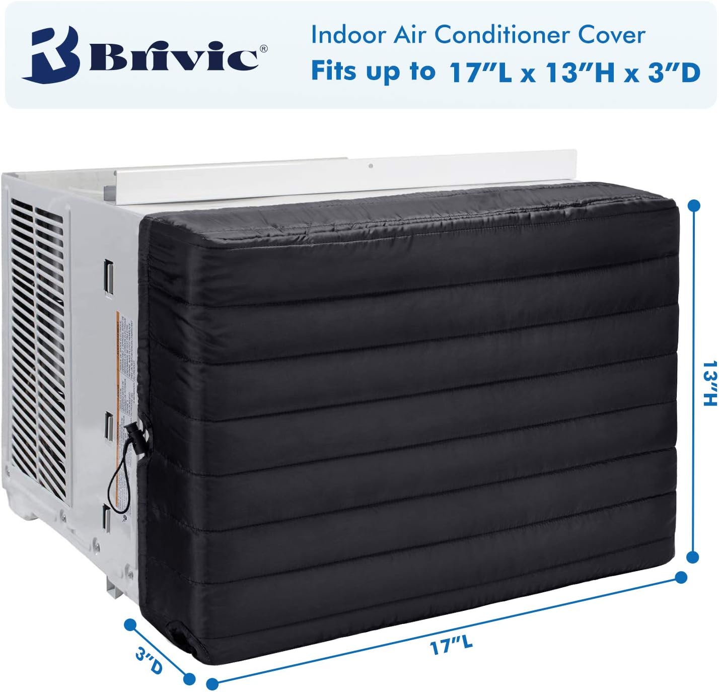 Indoor AC Cover for Air Conditioner Cover Inside Window Unit 17 x 13 x 3 inches(L x H x D),Black image 2