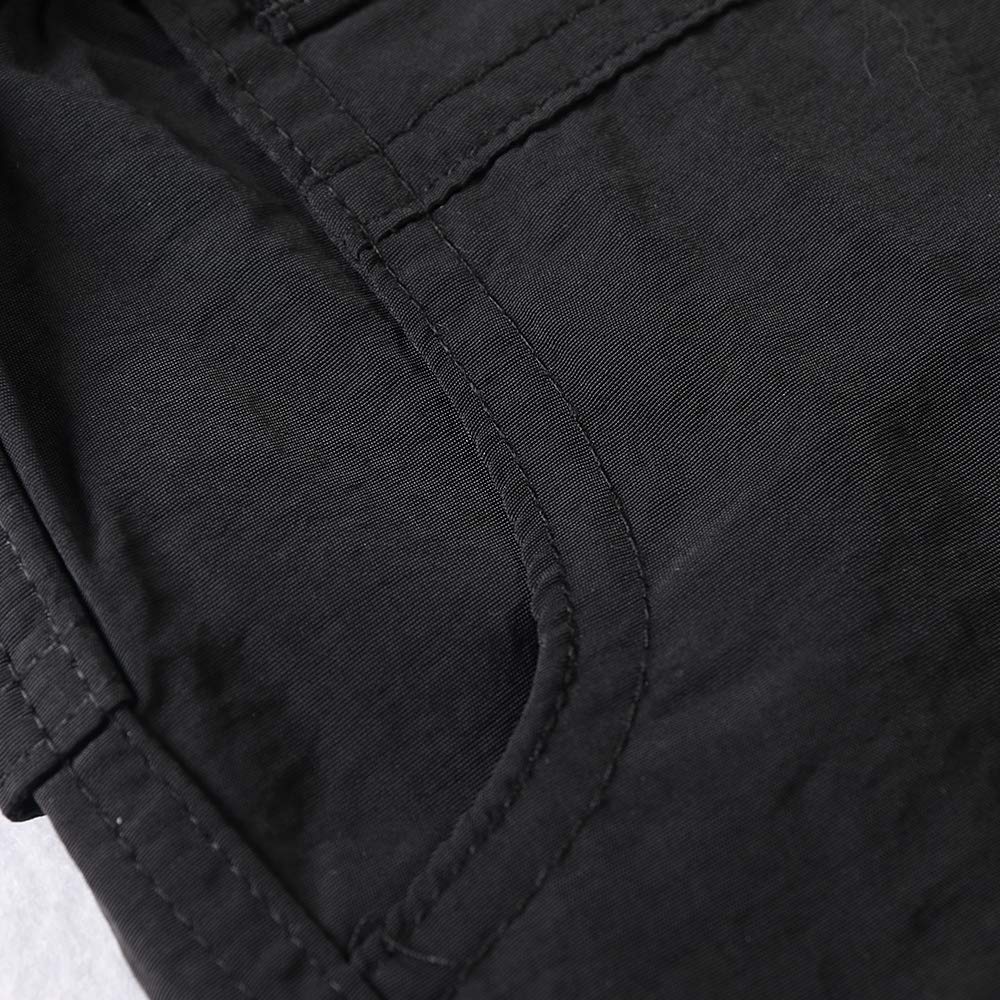 OCHENTA Short cargo à séchage rapide pour garçon, taille élastique, short athlétique pour enfants, adolescents, activités en plein air, randonnée, camping, pêche - noir - 50 FR