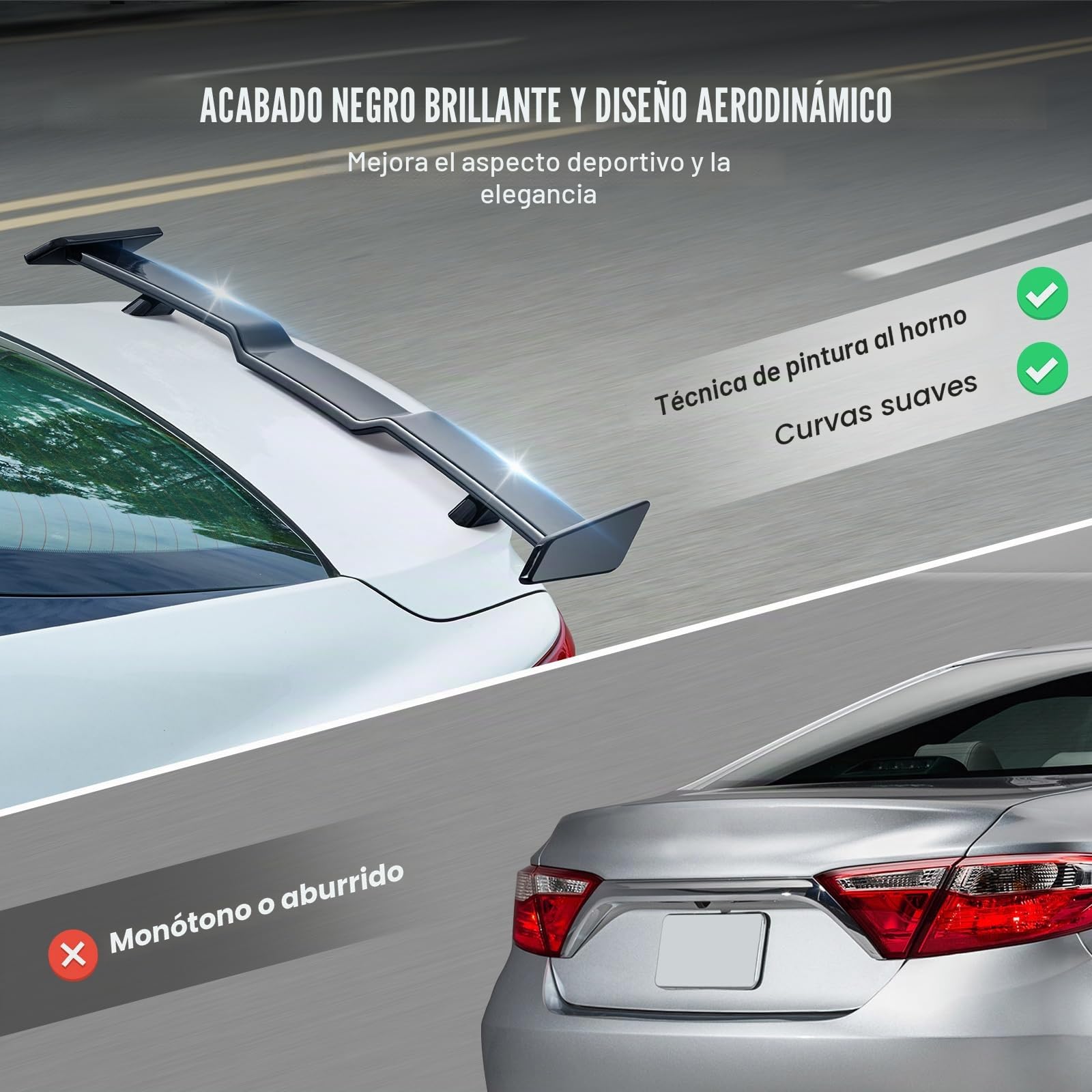 VEVOR Alerón de Coche Alerón de 1470 x 315 x 105 mm, Modelo Compatible con Camry 2018-2023, Material ABS de Alta Resistencia, Pintura para Hornear, Alerones de Carreras para Coches, Negro Brillante