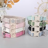 Vista 216 de DOGWONG Collar de perro Airtag de algodón y cáñamo, collar resistente para perros con soporte para Airtag, collares verdes para perros pequeños