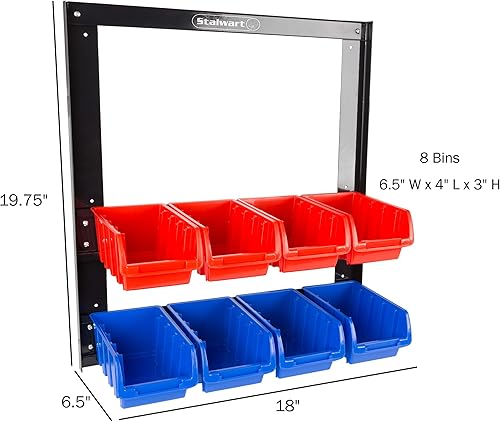Miniatura 3 de Stalwart, 75-ST6084 - Organizador de 8 contenedores para montaje en pared con cajones extraíbles para herramientas, herramientas, manualidades,