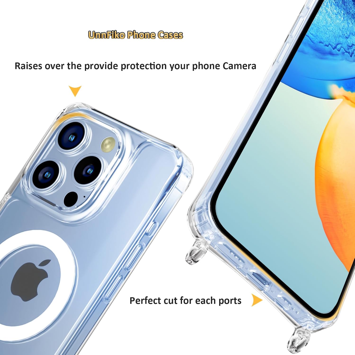 UnnFiko for iPhone 17 Case Compatible with Magsafe Clear, Crossbody Phone Case with Shoulder Strap, Shockproof Protection, Magnetic Phone Case for iPhone 17 (Navy Blue Lanyard) - Image 5