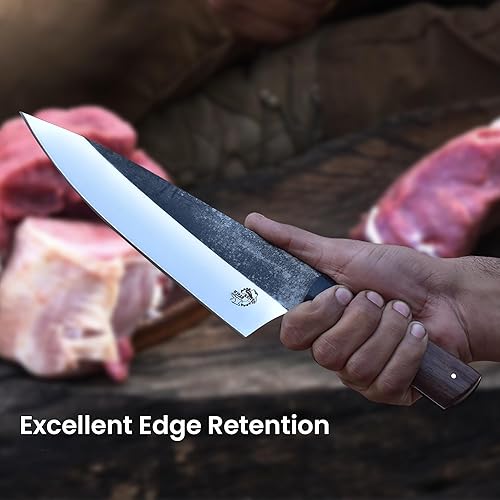 Miniatura 5 de Knives Ranch Cuchillo de chef de 11-14 pulgadas, acero inoxidable de alto carbono 440C, mango de palisandro con plata de níquel, cuchillo de cocina