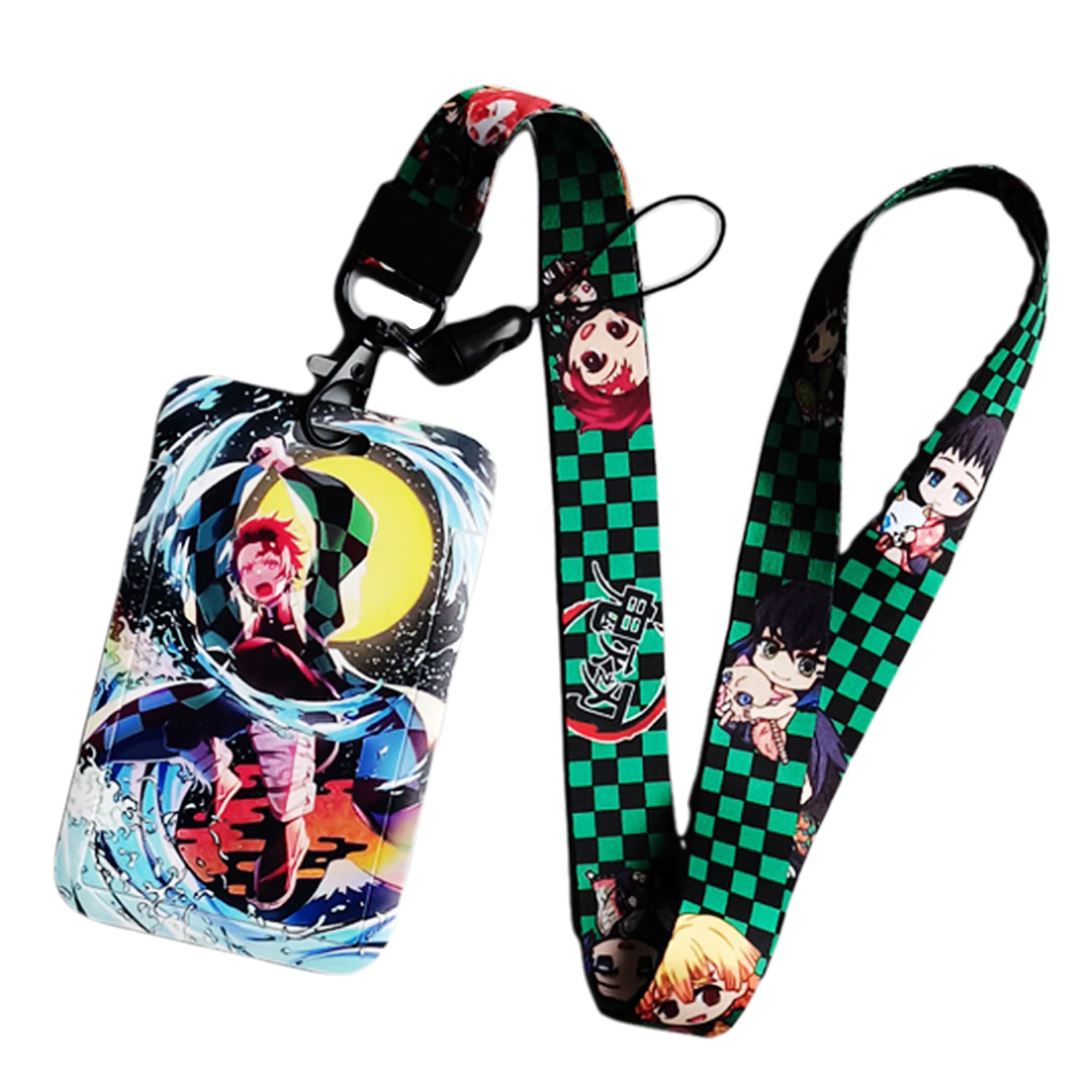 Satdflie Demon Slayer Lanyard with Card Holder Set, Cartoon-Style Card Protector for Office Worker, Slide Cover Design for Convenient Use, Color/11