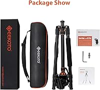 Vista 8 de GEEKOTO Trípode de video con cabezal fluido, trípode profesional para cámara réflex digital, monopie de aluminio de 77 pulgadas para videocámara