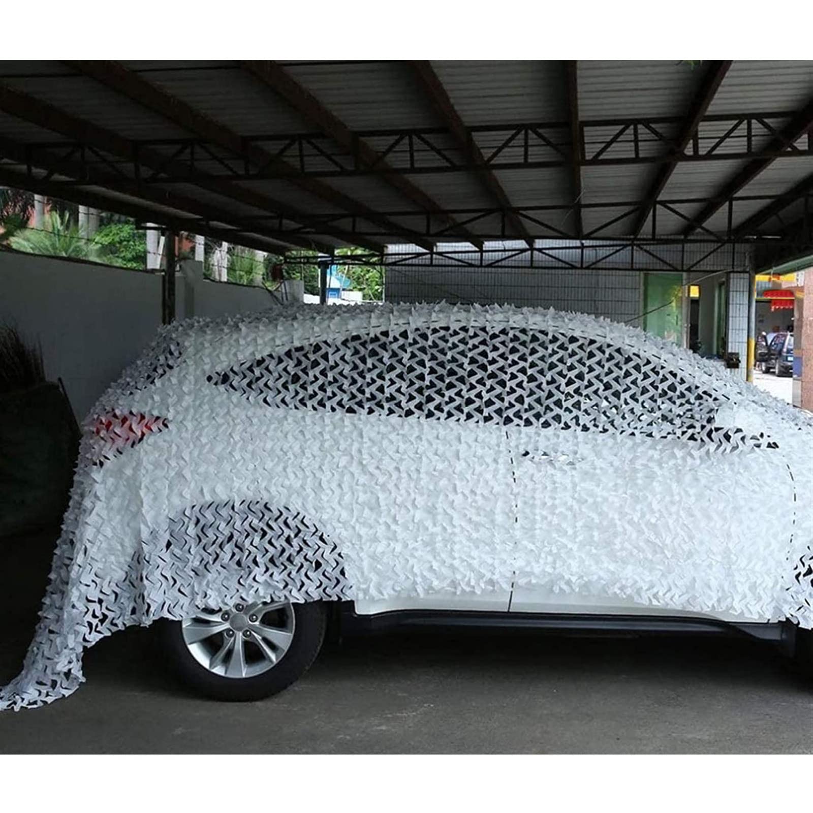 Weiß Verstärktes Tarnnetz,Camouflage Netz Bundeswehr,Sonnensegel,Tarnung Netz Jagd,Camping,Garten Pergola Dekorativer Sonnenschutz Tarnnetz 2m 3m 4m 5m 6m 7m 9m Sichtschutz,White-1.5x3m(4.9*9.8ft)