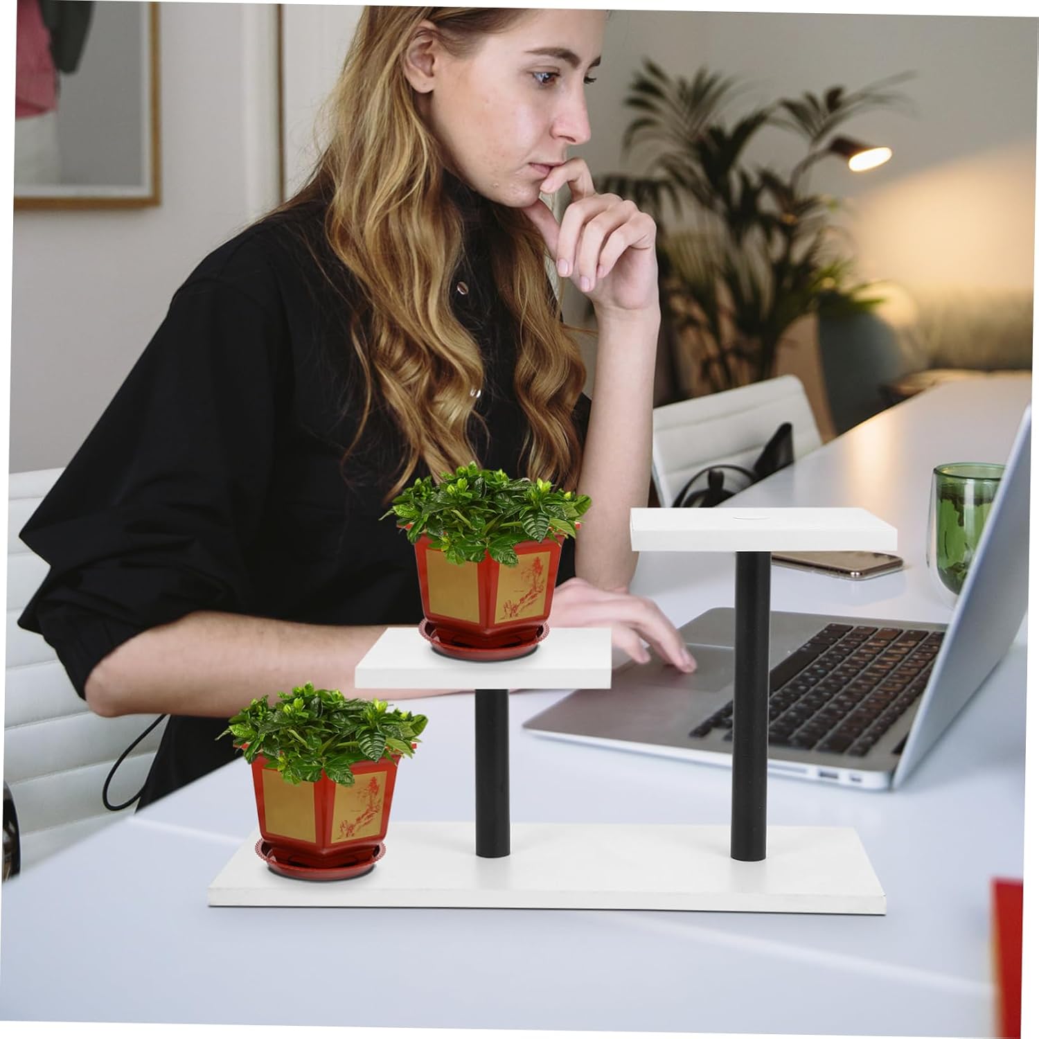Garneck Tiered Decorative Desk Plant Stand Elegant Ladder Design for Indoor Display Space-saving Flower Pot Holder for Offices Bedrooms Rooms