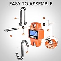 Vista 7 de Báscula colgante digital RoMech de 300 kg con carcasa de aluminio fundido, báscula de grúa mini de 660 lb portátil con ganchos para granja, caza