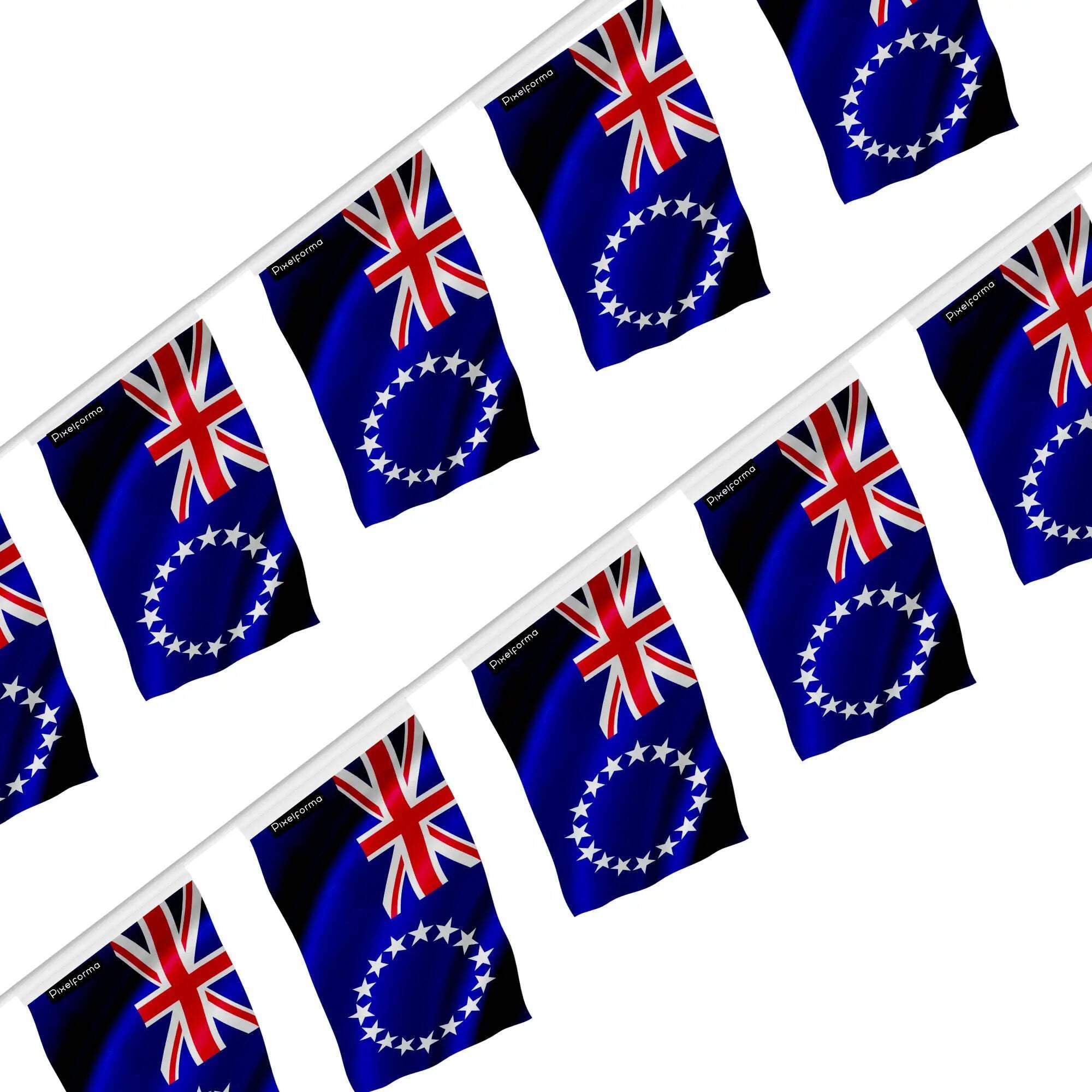 Guirlande drapeau Îles Cook 14x21cm : la solution pour décorer vos grands espaces