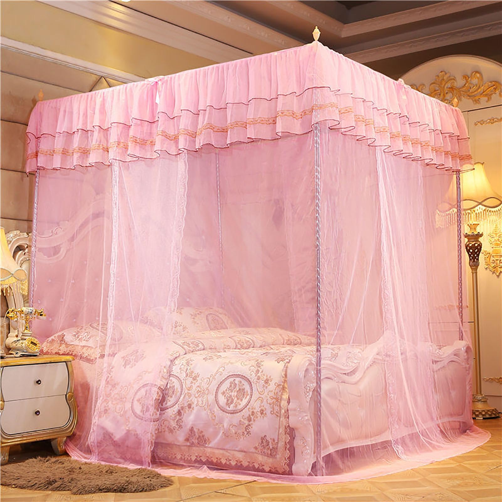 Ciel de lit princesse moustiquaire double couche pour chambre 1,8x2,2m