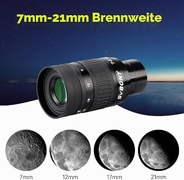 svbony sv135 telescopic eyepiece zoom 1.25 inch 7-21 mm zoom eyepiece with fmc green film telescopic accessories planetary eyepiece beginners for planet moon astronomical observation