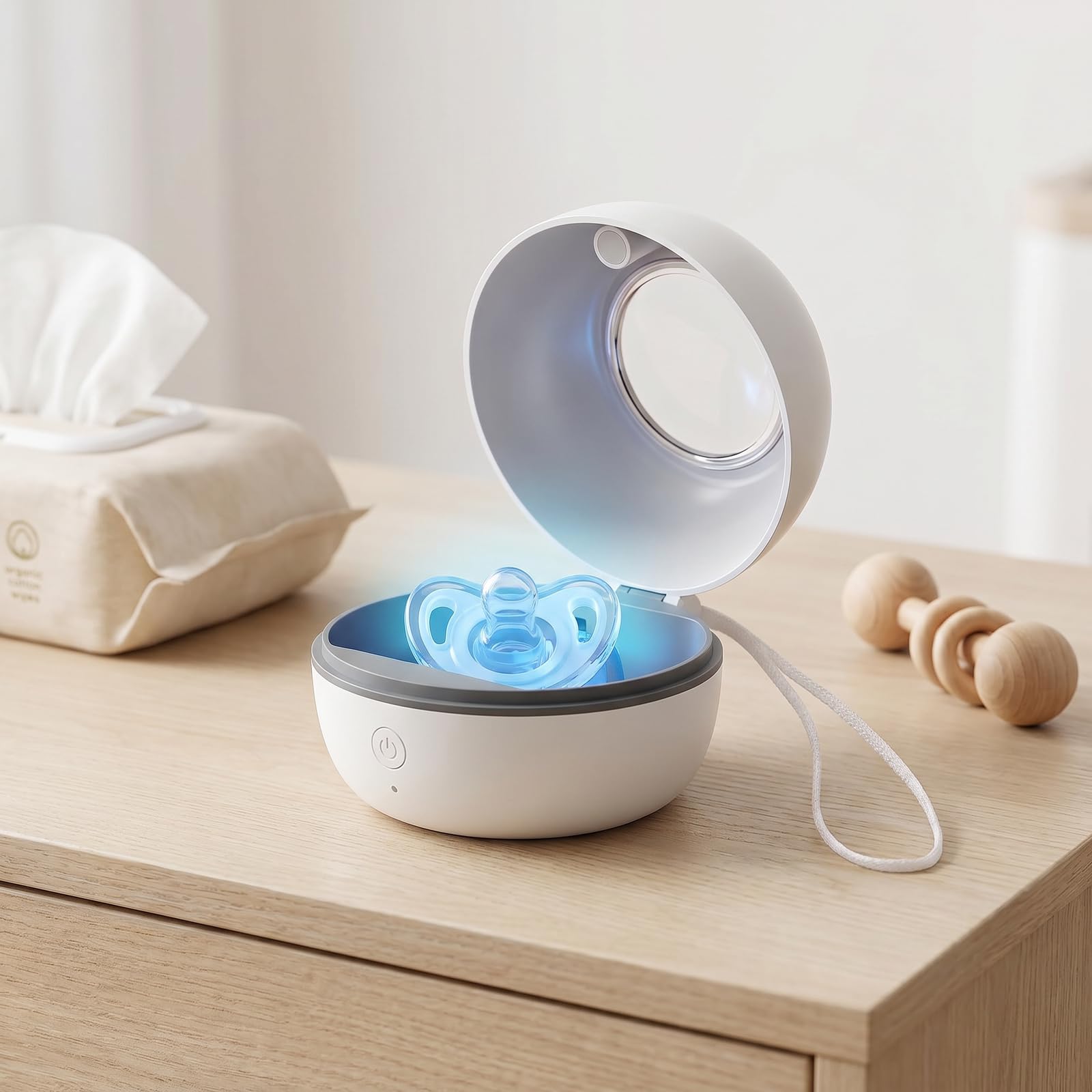 Joyan Esterilizador UV para Chupetes, Esterilizador UV Portátil, Esterilización al 99,99% en 3 Minutos, Recargable USB-C, 270 Minutos de Autonomía, Esterilizadors de Chupetes para Bebé
