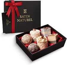 Satin Naturel Set of 6 Organic Luxury Vegan Bath Bombs – Wellness Gift for Women – Premium Bath Balls – Birthday Gift Idea for Her – Natural Cosmetics