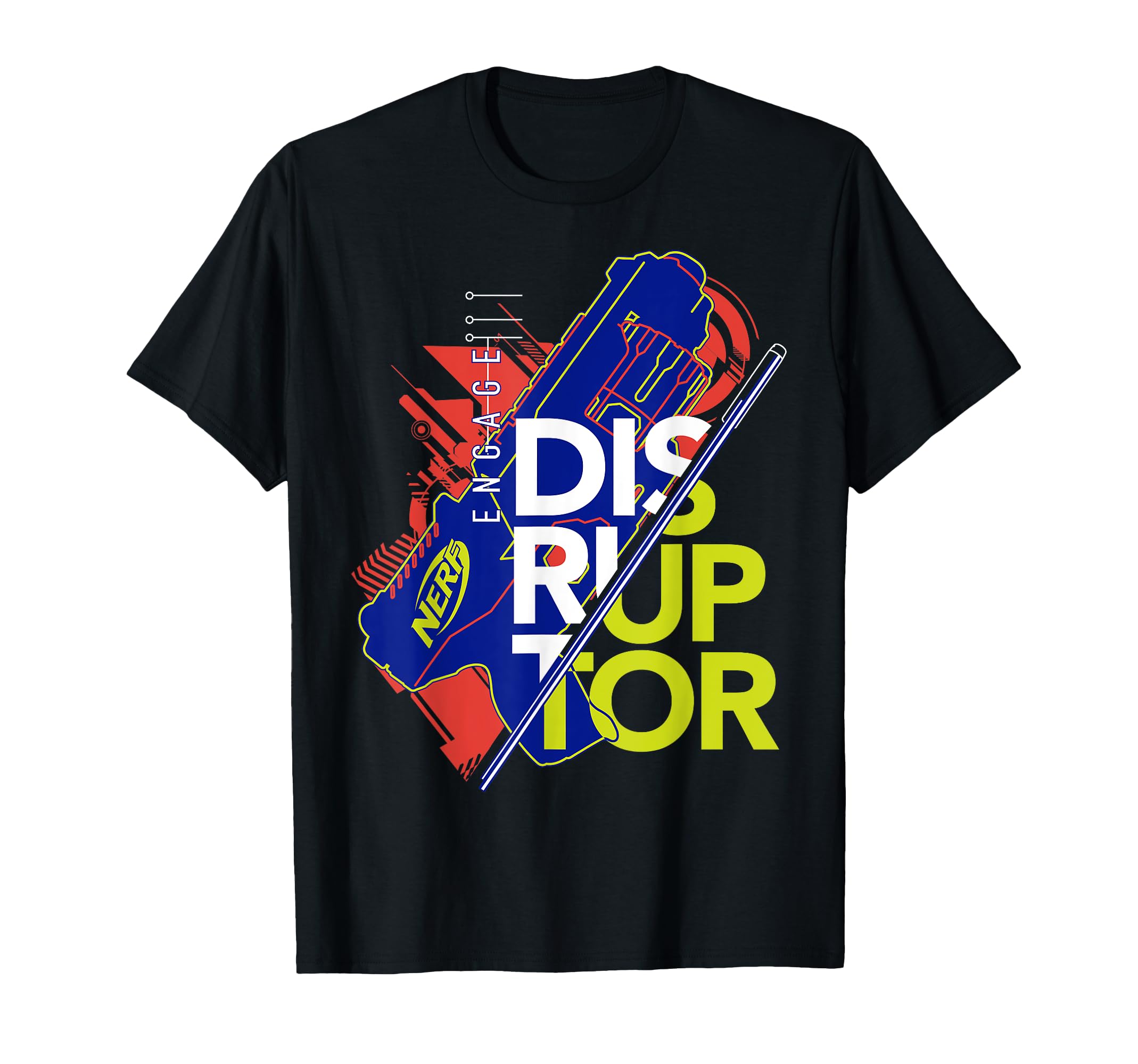 Nerf Engage Disruptor Retro Vintage Text Stack T-Shirt
