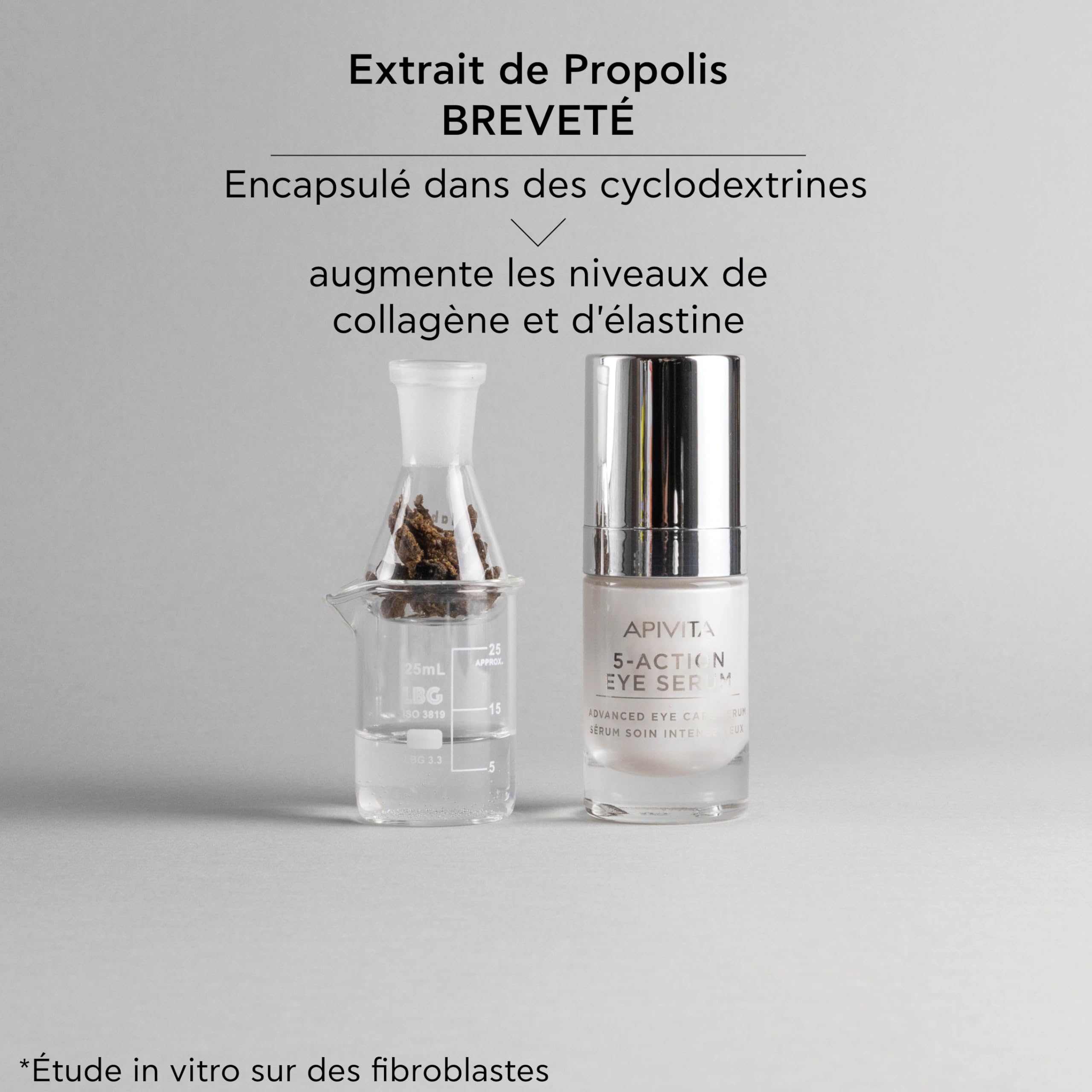 Apivita 5 Actions Sérum Soin Intensif Yeux 15ml - Enrichi en propolis et lys blanc - Combat les cernes, les poches sous les yeux, les ridules autour des yeux, les signes de fatigue