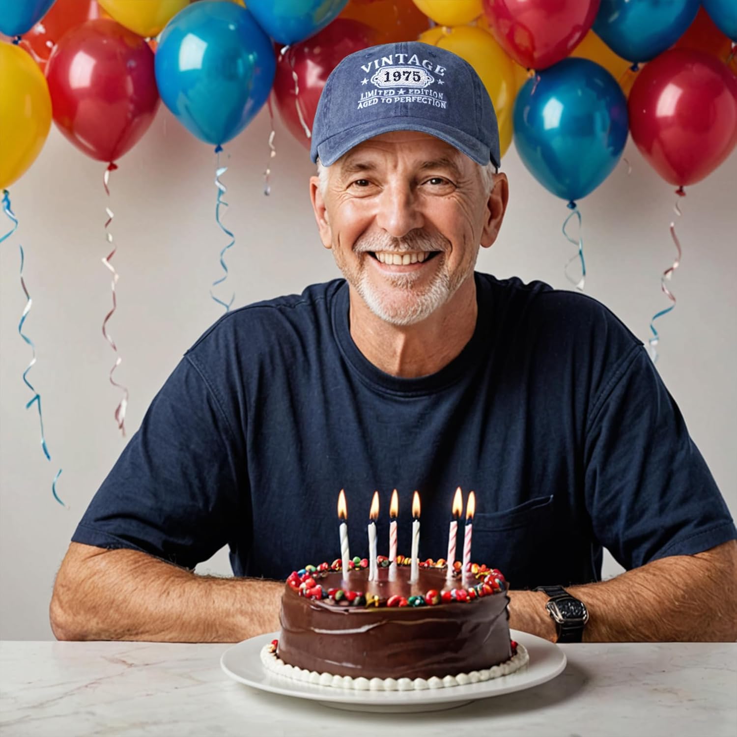 50th Birthday Gifts for Her Him Vintage 1975 Embroidered Black Baseball Cap Women Men - Image 6