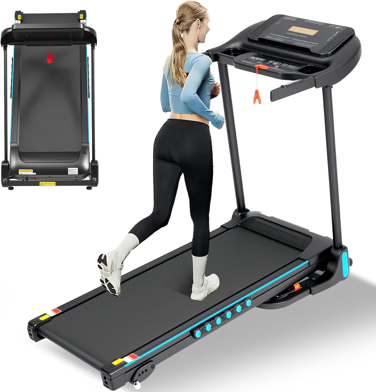 Treadmill for Home with Incline Folding Treadmills Running Machine for Small Spaces with Handle 300 LB, 3.0 HP, 10 MPH Foldable Treadmill with App