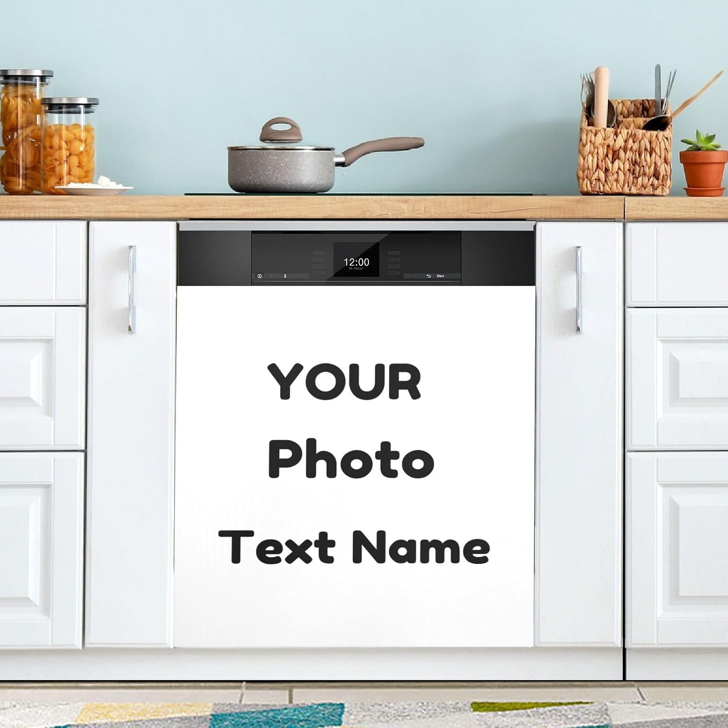 Custom Dishwasher Magnet Cover with Photo Text Personalized,Decorative Dishwasher Covers for The Front,Magnetic Refrigerator Dishwasher Door Cover Sheet,Dishwasher Panel Decal Cover Removable