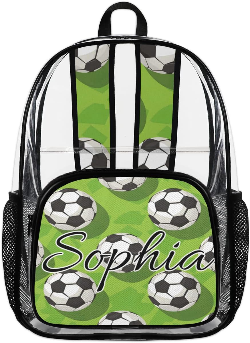 Sport Soccer Ball Custom Clear Backpack Personalized See Through Transparent Backpacks Large Heavy Duty PVC Bag for Women Men