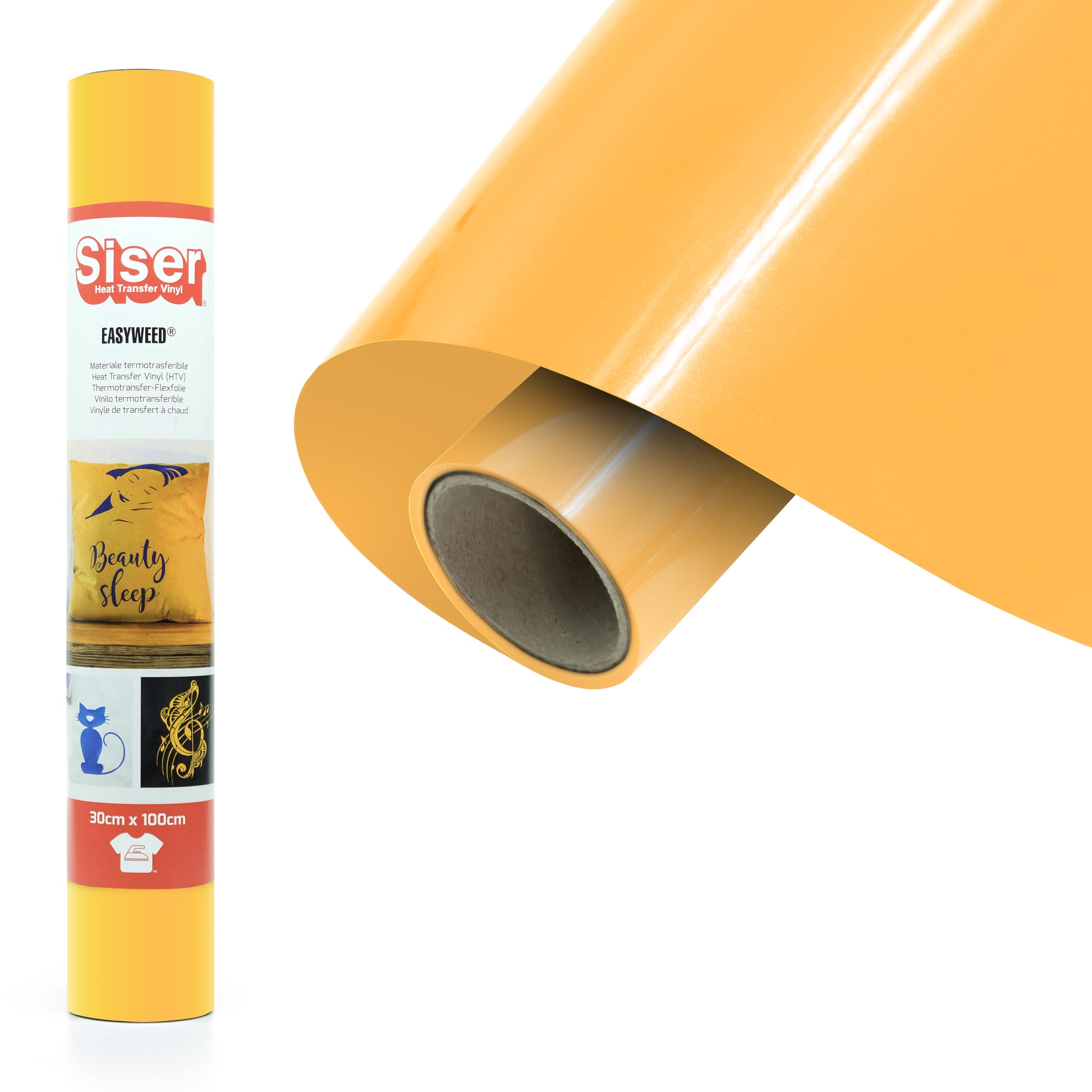 Siser® EasyWeed® Sunshine Yellow, 30cm x 1m, thermo-transferierbare Flexfolie zur Personalisierung von Stoffen, kreative Hobbys, zertifiziert nach VeganOk und Öko-Tex Standard 100 Klasse I