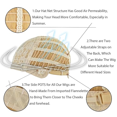 Miniatura 8 de LALSAM - Cabello de princesa rubio durazno de 3 piezas, color amarillo, onda larga, Halloween, cosplay, pelucas y accesorios para fiesta de