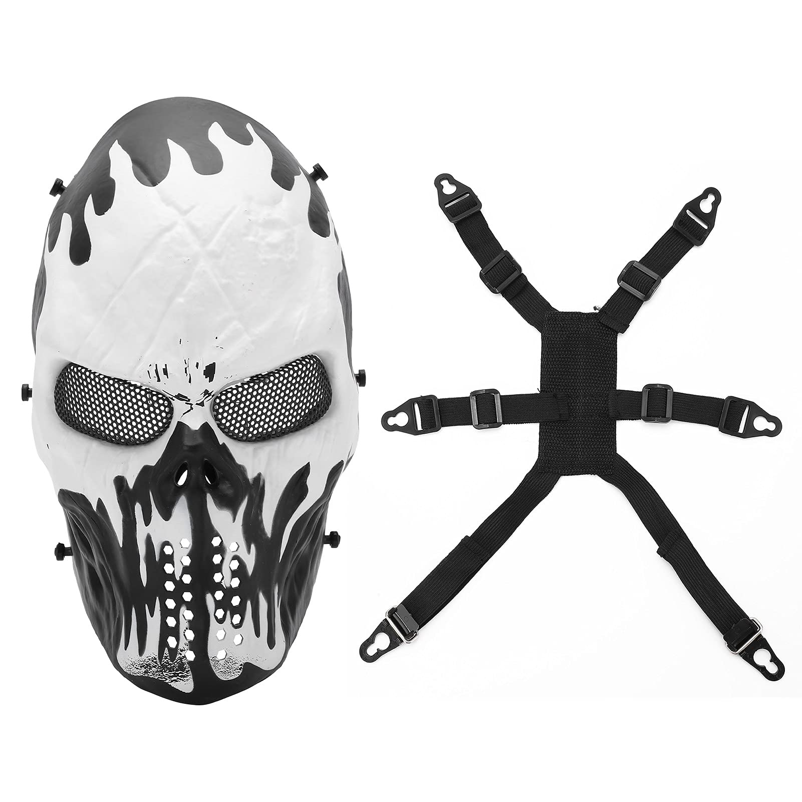 Maschera Wohpnle Skull, Spooky Skull Full Face Mask con protezione per gli occhi per cosplay Movie Paintball Halloween Maschere spaventose