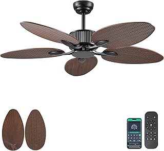 Wiviniya 50 Inch Tropical Ceiling Fan no Light Palm Leaf Outdoor Waterproof