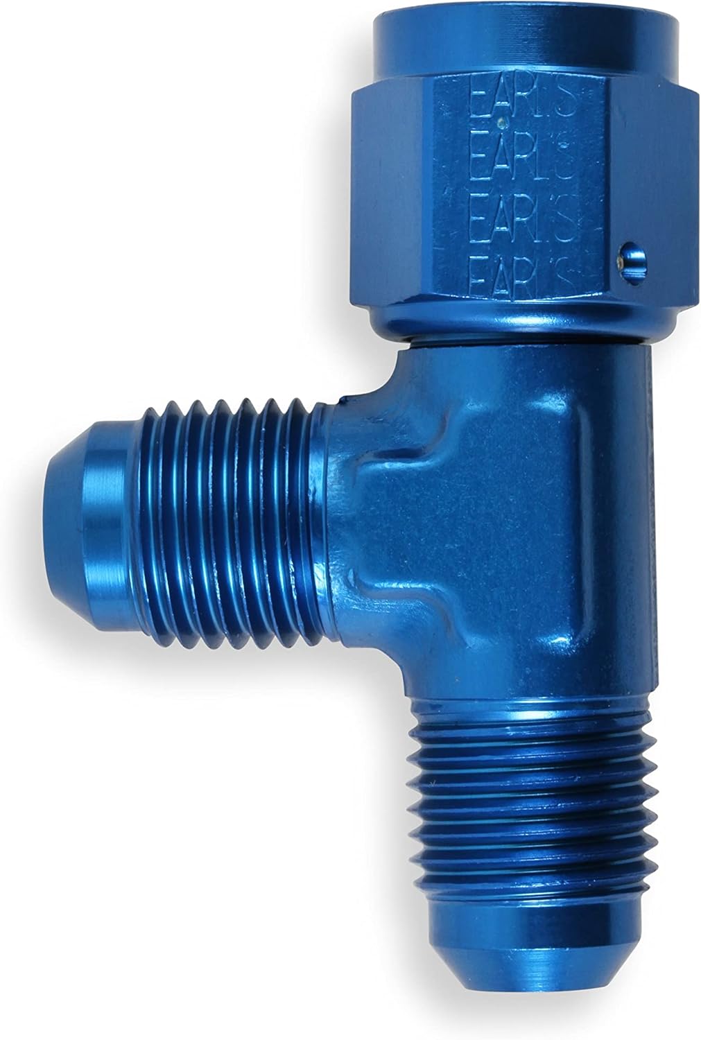 Earl's 926106 Blue Anodized Aluminum -6AN Tee - Female Swivel On Run Adapter