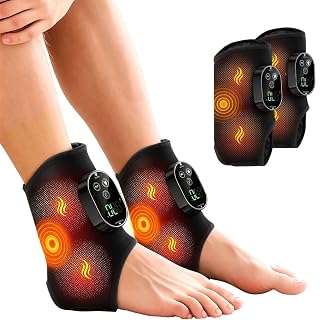 Kabelloses Fußmassagegerät bei Neuropathie, 6 Wärmestufen & 3 Vibrationsmodi, 3000mAh Akku, zur Schmerzlinderung, Förderung der Durchblutung & Muskelentspannung (Black-2PCS)