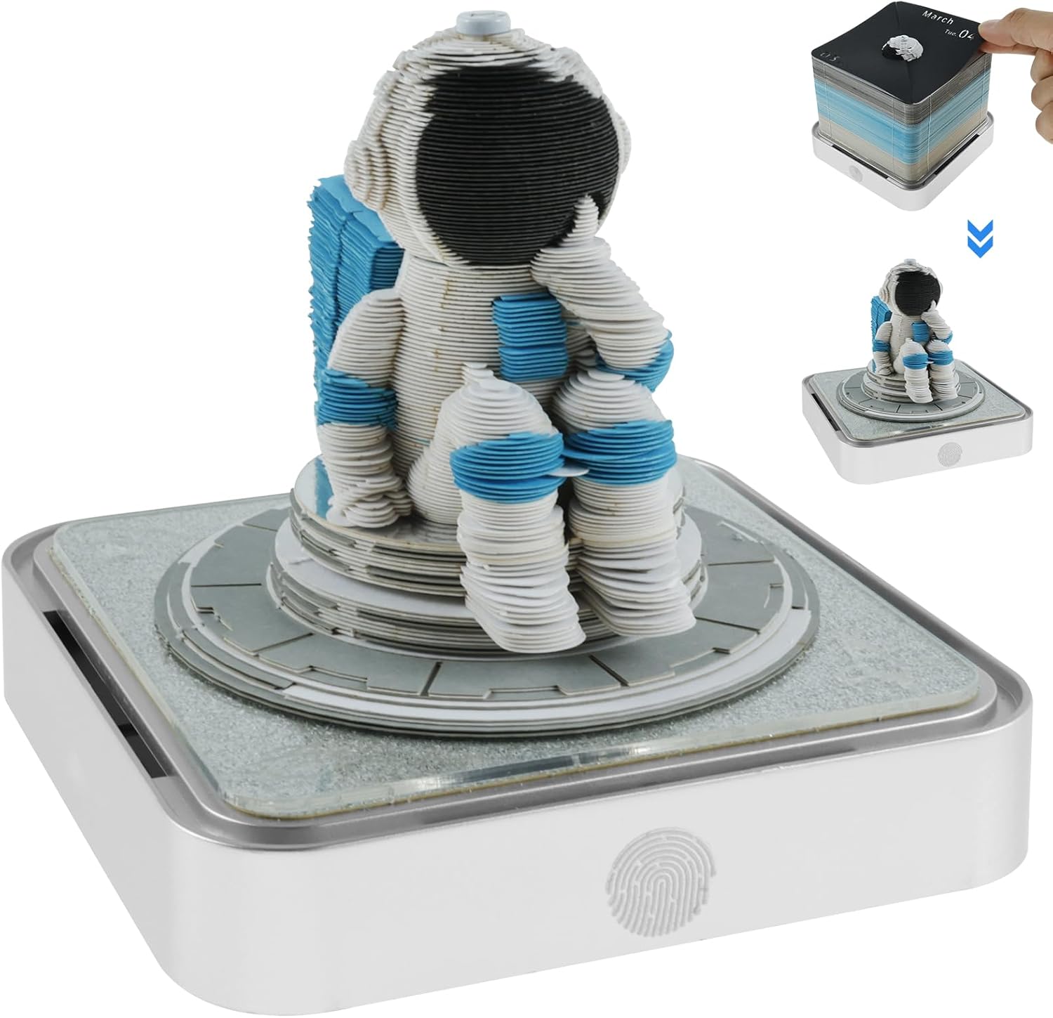 3D Calendar 2025 With Lights, 3D Carousel Calendar Memo Pad, Astronaut Time Piece Calendar, 3D Art Desk Calendar Memo Pad, 3D Memo Pad Tear Away Art Pads Calendar (Astronaut)