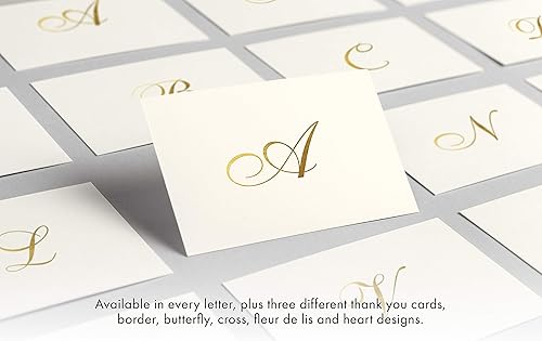 Miniatura 4 de Designer greetings Tarjetas de notas con monograma en caja, juego de papelería personalizada (10 unidades), letra A, (622-00127-005)