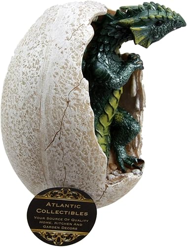 Miniatura 2 de Ebros Gift Figura decorativa de dragón de tierra verde fósil, cría de dragón elemental, 5 pulgadas de alto, decoración medieval renacentista de