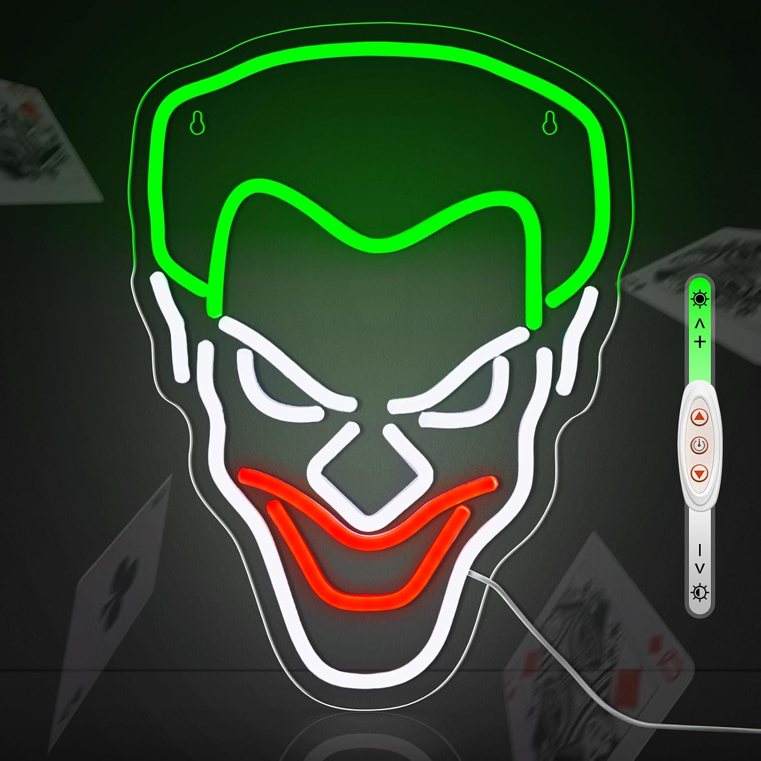 Joker Neon Signs LED Neon Light for Wall and Room Decor, USB Dimmable Powered LED Signs for Bedroom, Man Cave Party Bar Background Decorations, Birthday Christmas Gift (Green Hair Joker)