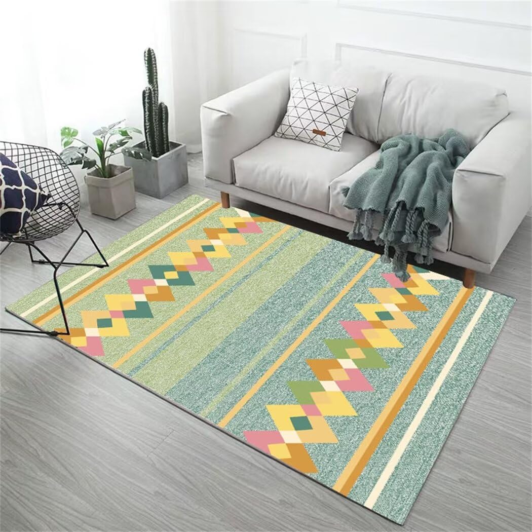 Tapis de chambre à coucher pour garçons jaunes et géométrique