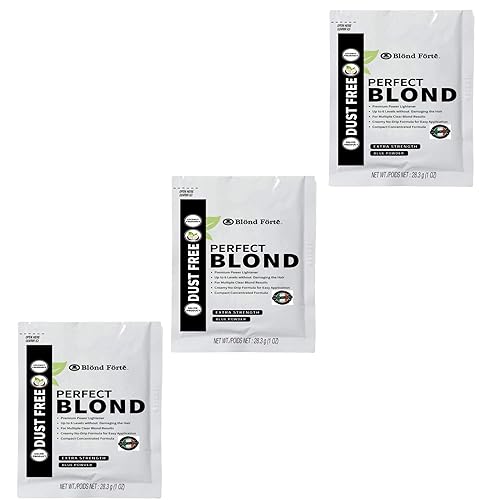 Perfect Blonde - Tinte para el cabello, decolorante en polvo para cabello oscuro, fórmula profesional extra fuerte (3 paquetes de 1 onza), fabricado