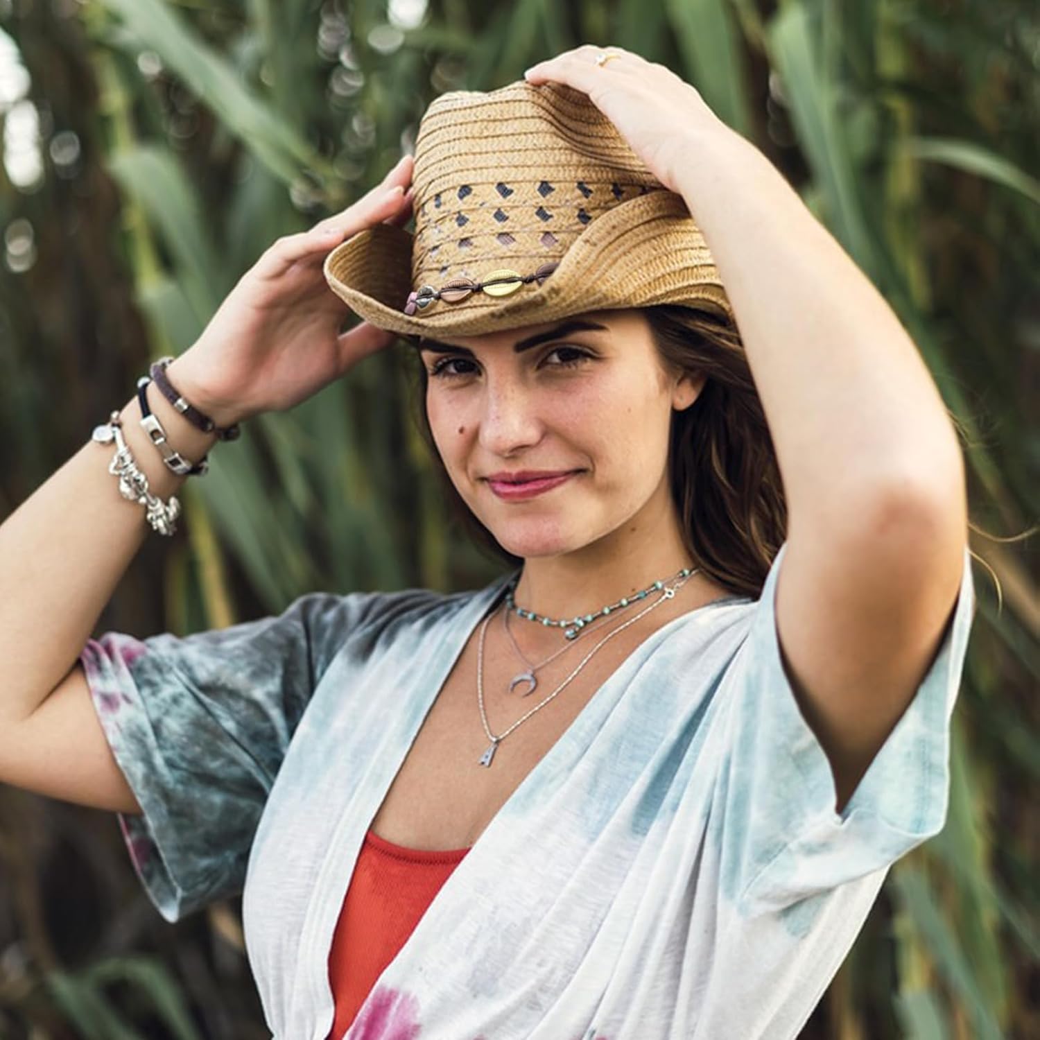 Cowboy Hat Bands for Men Women, Leather Hatbands Belt for Cowboy/Western/Fedora/Cowgirl Hats - Image 2