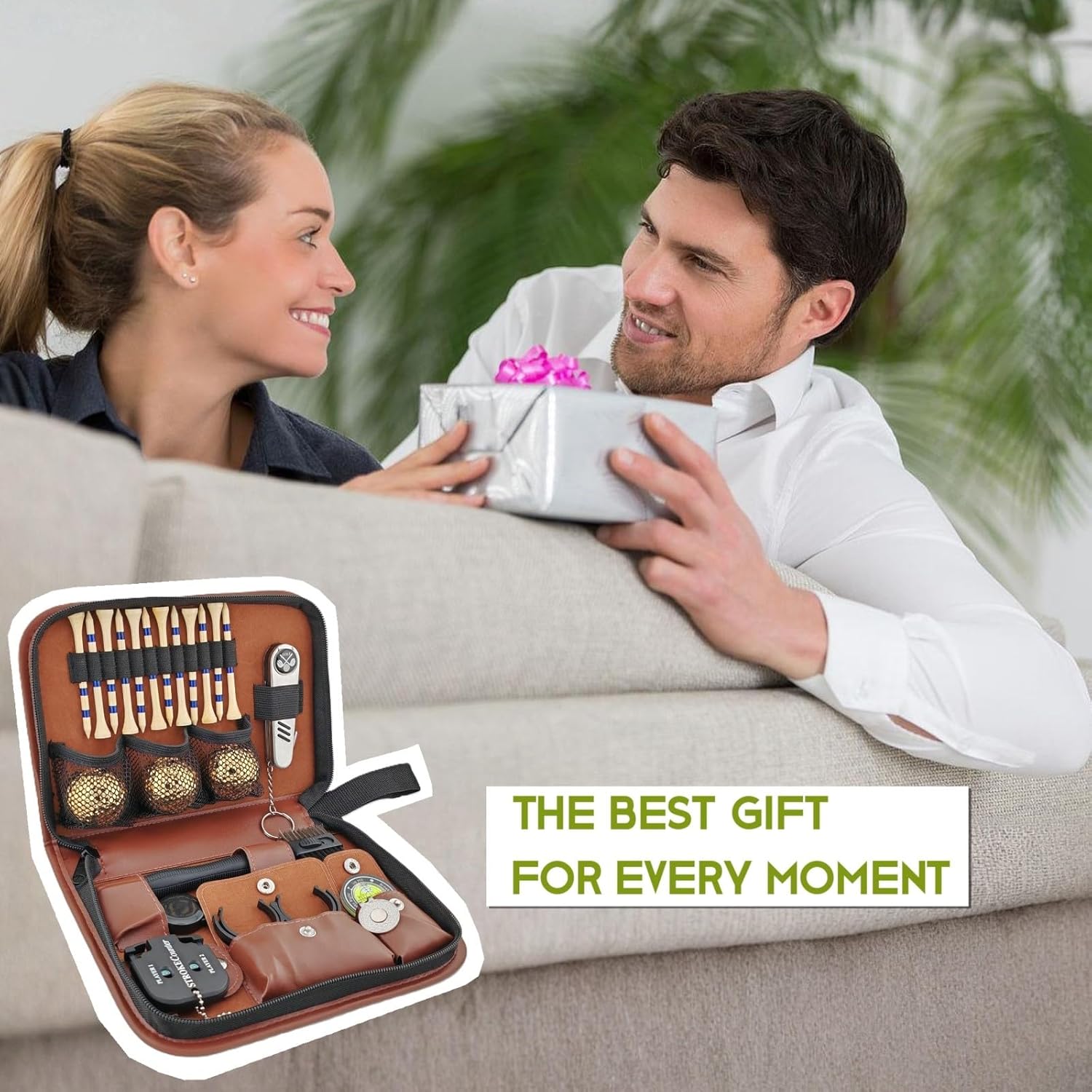 Golf Gifts for Men and Women, Golf Accessories Set in High-End Case with Gold-Colored Golf Balls, Golf Tees, Brush, Divot Tool, Golf Green Reader, Magnetic Hat Clip, Scorer, Golf Ball Clamp - Image 7