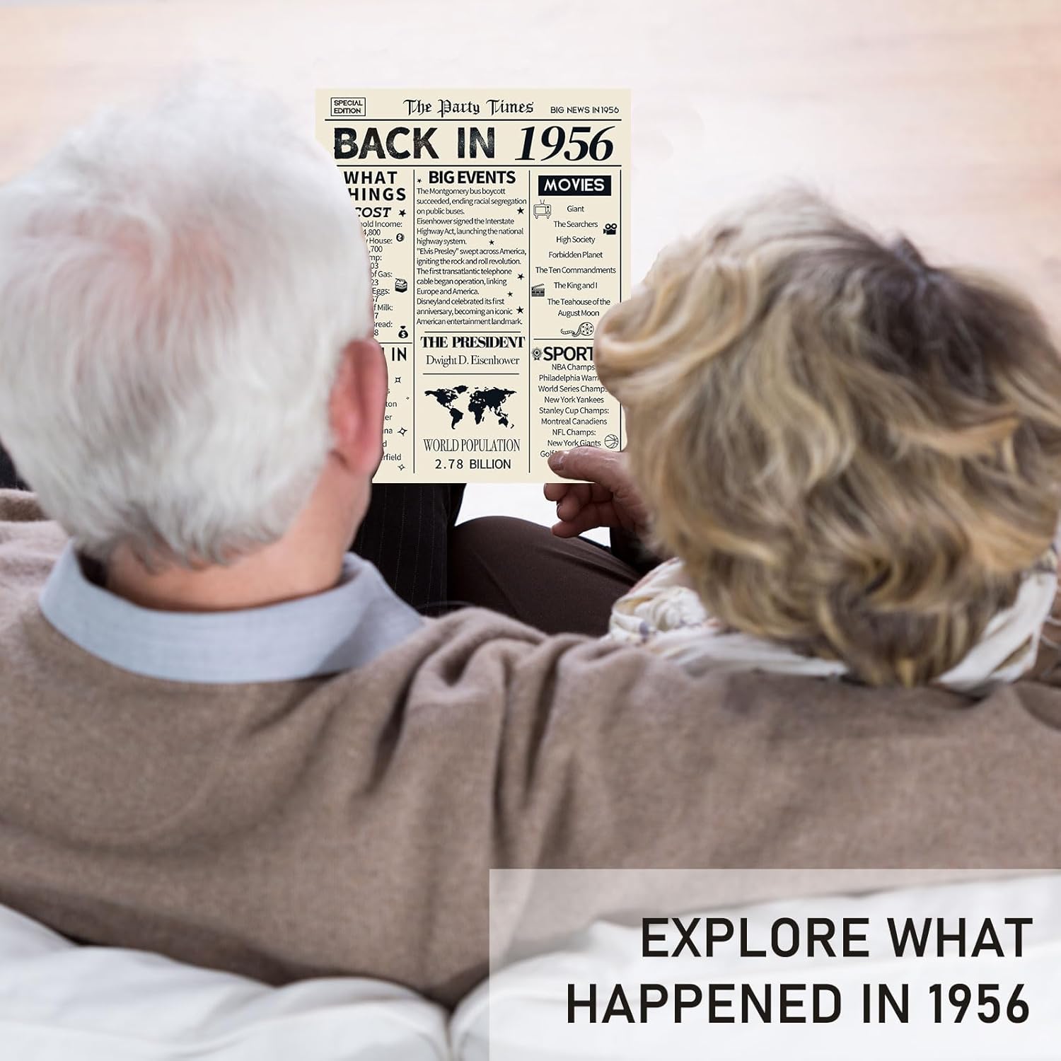 HOMANGA 70th Birthday Decorations for Men and Women, 3 Pieces Vintage 70 Years Birthday Anniversary Posters, Back in 1956 Party Decoration Supplies, 70th Birthday Gifts for Men and Women 8x10 Inch - Image 3