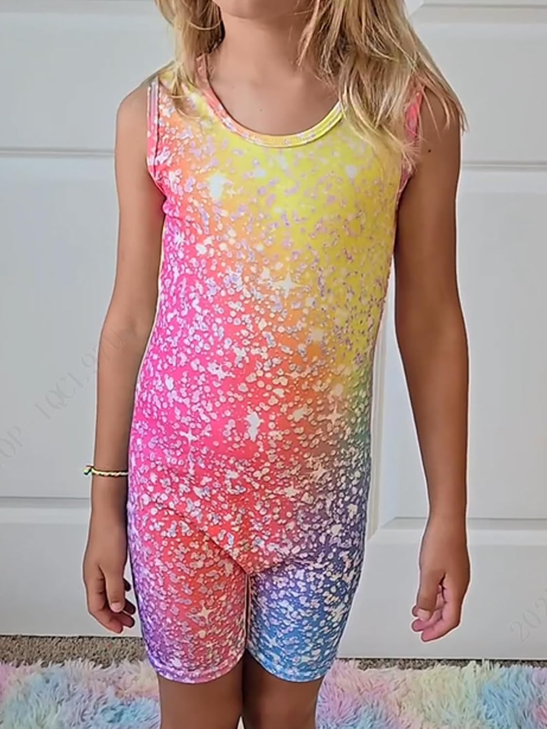 2 Packs Gymnastics Leotards for Girls Toddler Dance Biketards Tumbling Outfit Rainbow Biketard with Shorts - Image 4