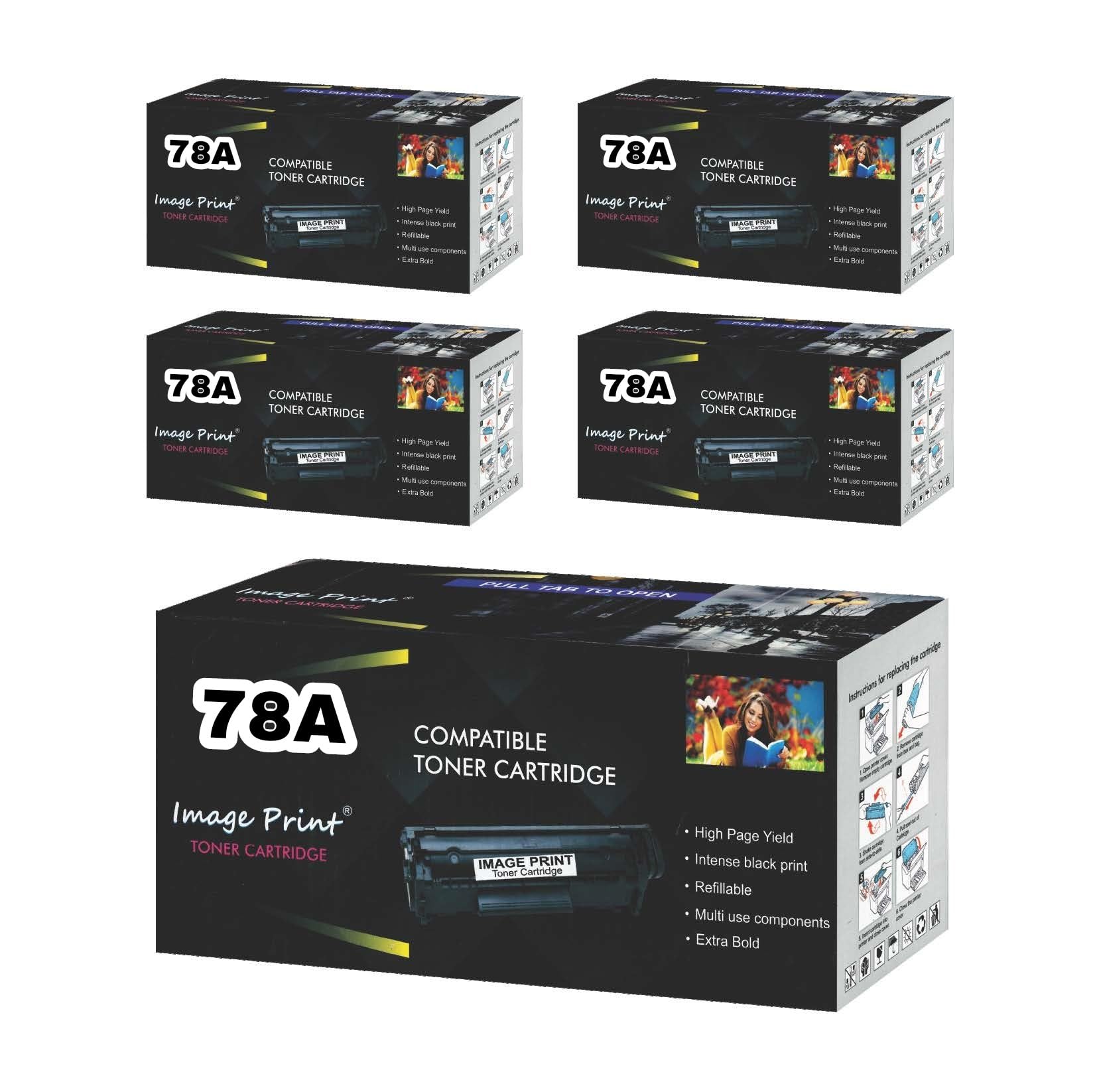 Image Print 78A/ CE278A Black Toner Cartridge, Compatible for HP Laserjet P1560, P1566, P1606, M1536DN, L100, L110, L200, L210, L300, L350, L355, L559 (Pack of 5)